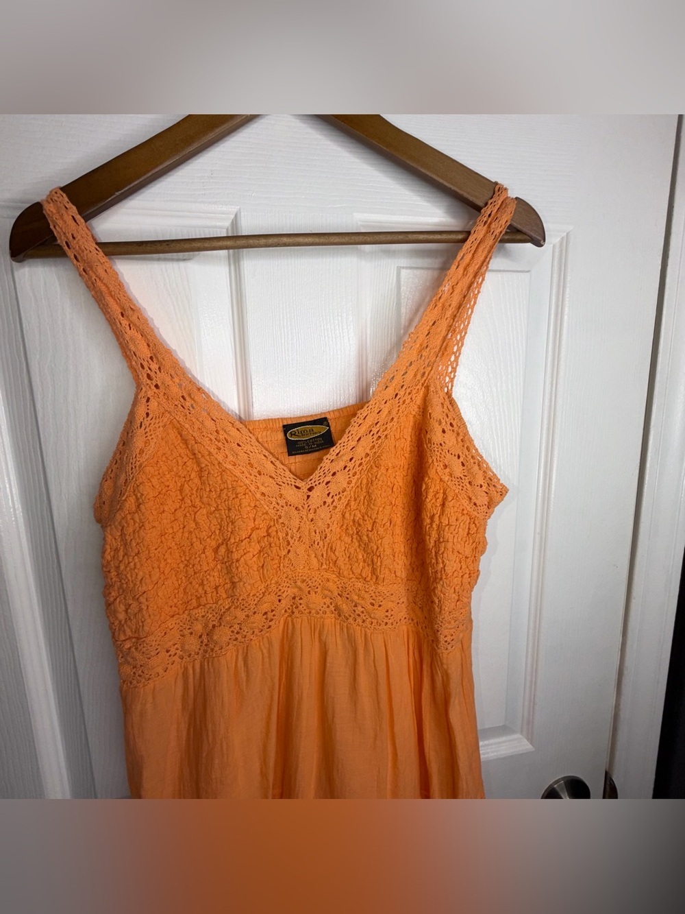 Rima Beachworld Womens S/M Maxi Dress Tiered Eyelet Crochet Orange Small - Picture 4 of 16